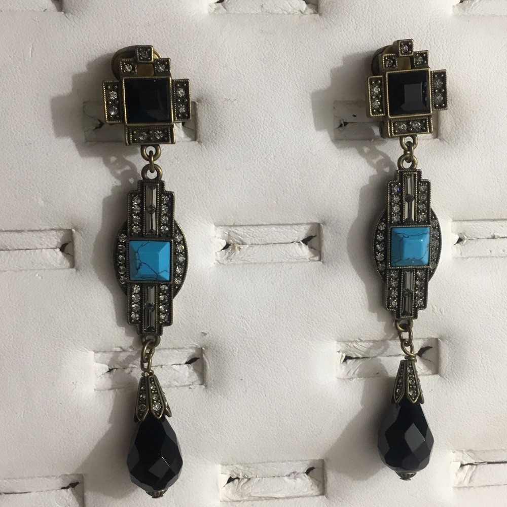 Turquoise and Black Onyx Custom Antique BrassGold